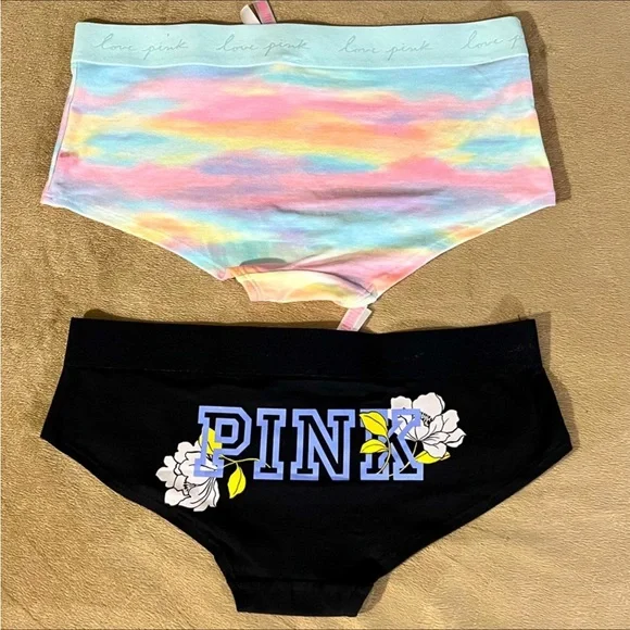 Pink Victoria Secret Gradient Classic Logo 2-PC Set /2-Pair Logo Panties SZ-LG - Picture 15 of 16